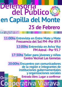 Programa de las actividades de la Defensoría del Público en Capilla del Monte 