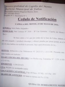 cédula de notificación Pablo Solis